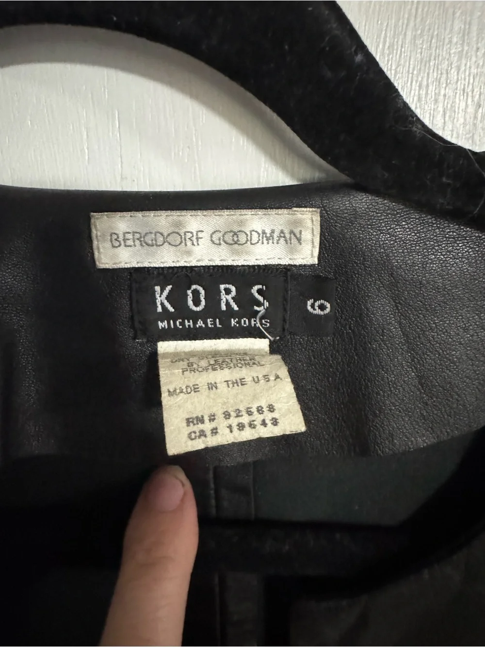 Michael Kors Black Leather Collarless Jacket